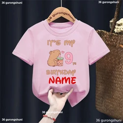 Camiseta infantil de algodón con capibaras – Nombre personalizado