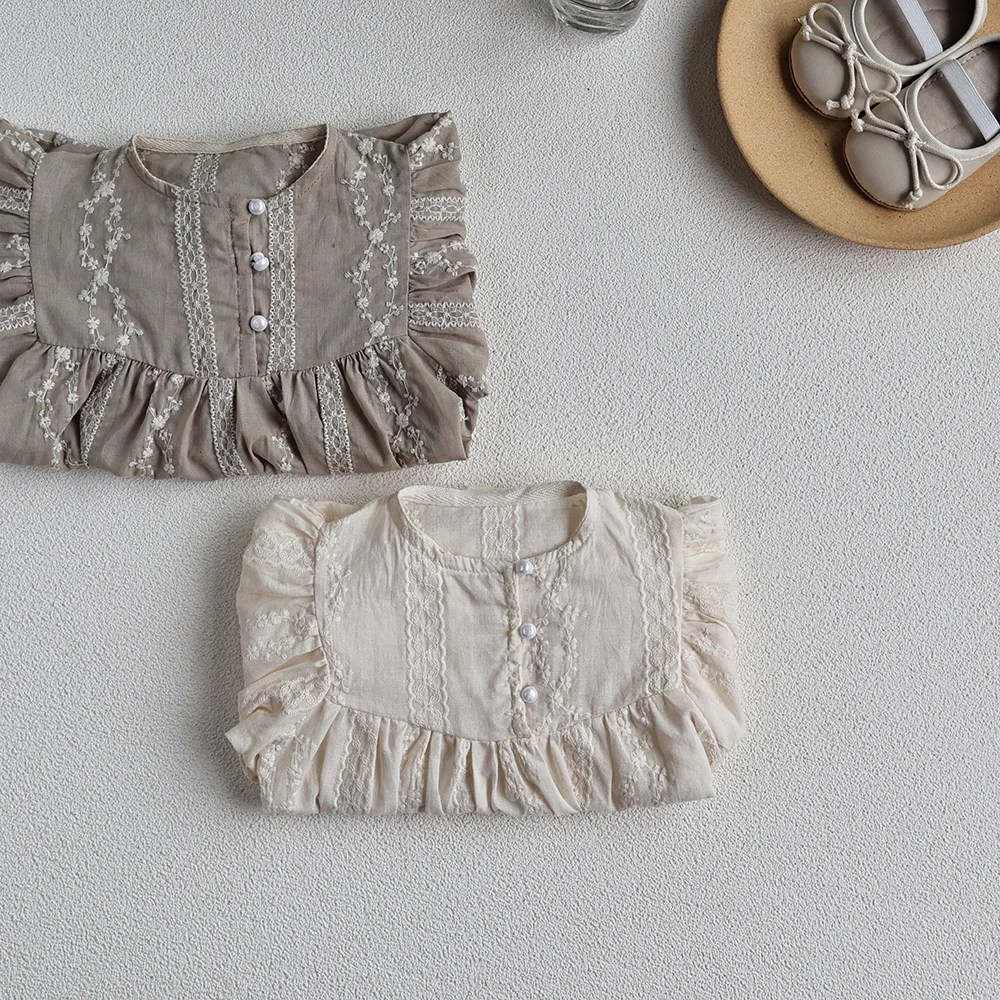 Milangel-body bordado de una pieza para bebé y niña, ropa de manga abombada - imagen 4