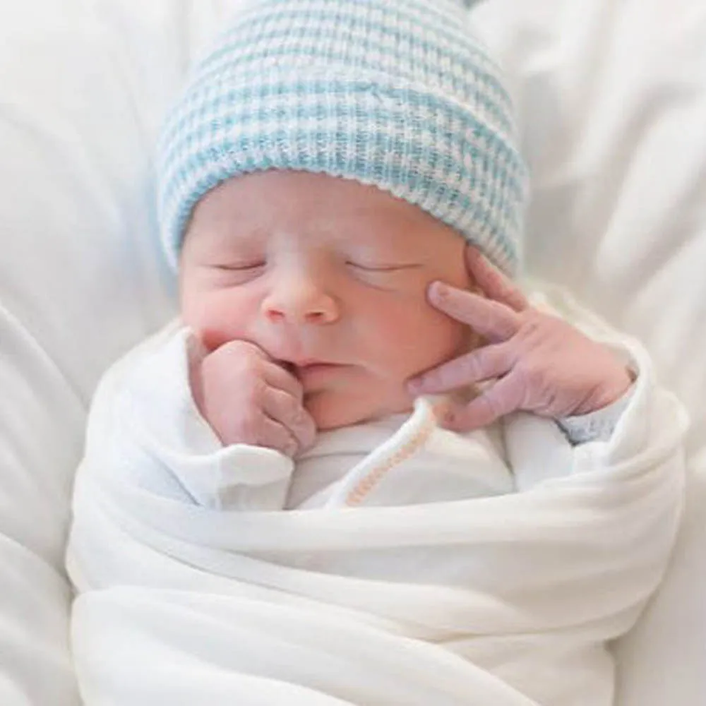Gorro de Hospital para recién nacido de doble capa, gorros para bebé, gorro para guardería con lazo, bonito gorro infantil a rayas, gorros de turbante suaves para niñas - imagen 3