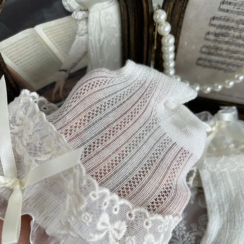 1 par de calcetines de malla de encaje de verano para niñas, calcetines sencillos de moda coreana con volantes de pantorrilla para niños, calcetines escolares suaves y finos y transpirables - imagen 2