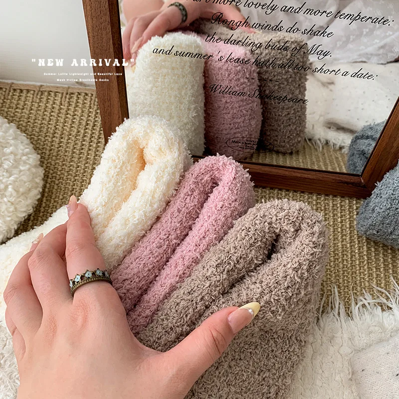 Calentadores de piernas coreanos para niños y niñas, calcetines holgados térmicos gruesos de Color sólido para invierno, calcetines apilables de altura de pantorrilla, calcetines de mezcla de algodón suave - imagen 2