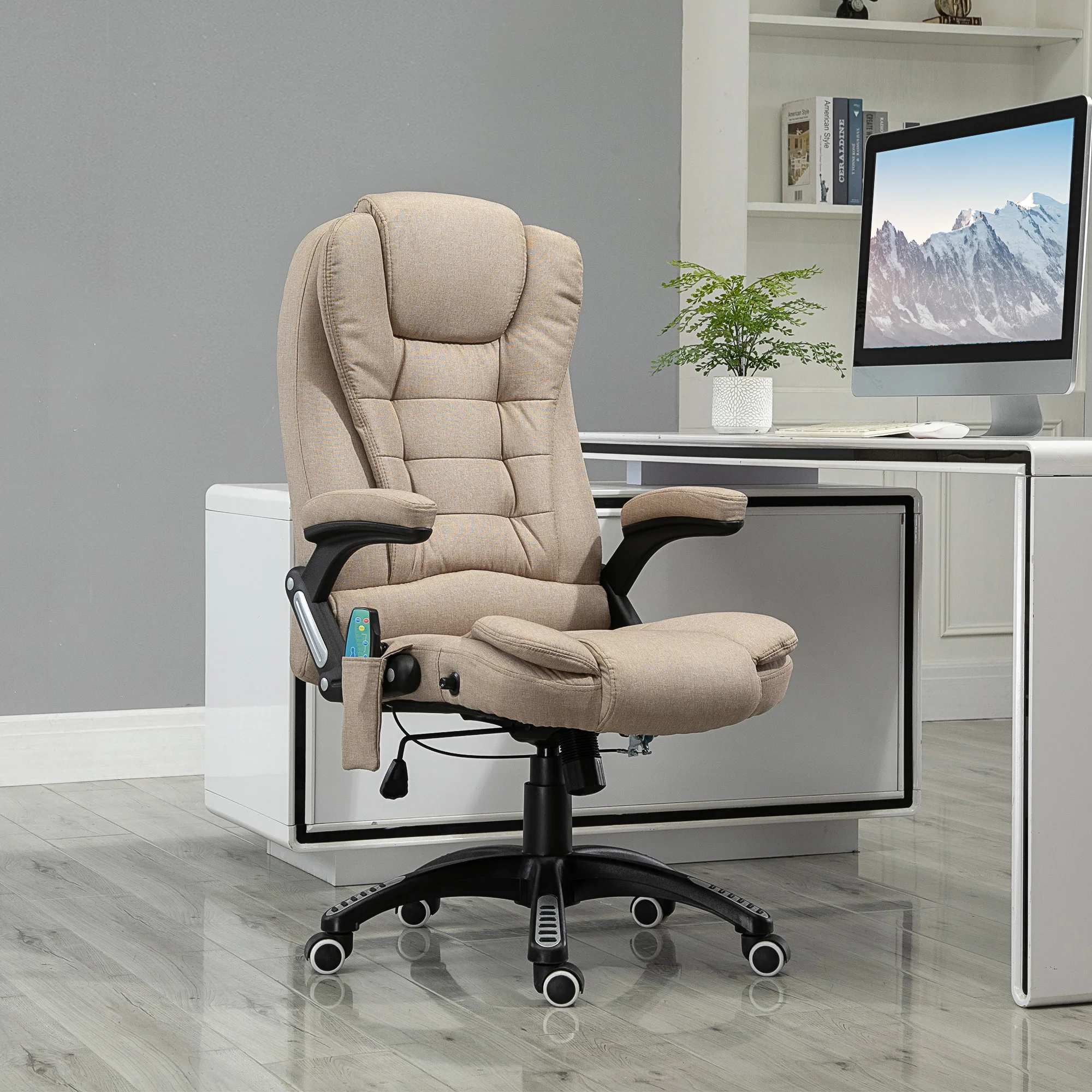 Vinsetto Silla de Oficina con Masaje Vibratorio de 6 Puntos Silla de Escritorio Giratoria con Función Basculante con Calefacción Altura Ajustable Respaldo Reclinable y Mando a Distancia - imagen 2