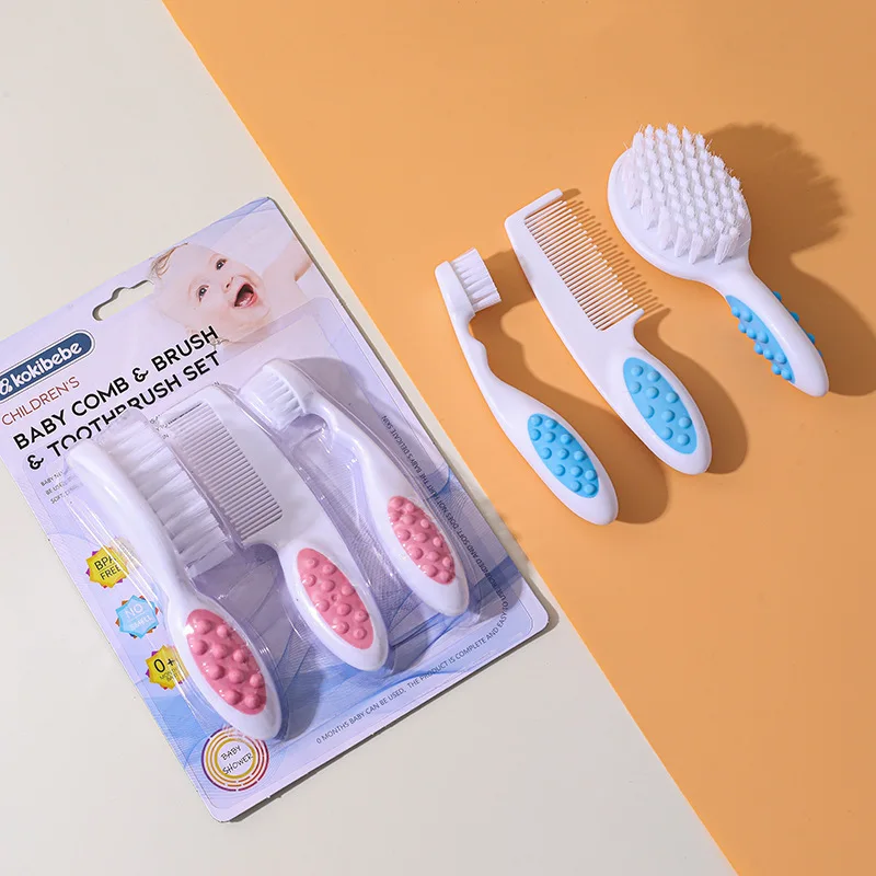 Juego de peine de baño y lavado de pelo para bebé + kit de cuidado bucal: cepillo de dientes de cerdas suaves de cabeza pequeña, peine suave: agradable para la piel, apto para las encías, todo en uno - imagen 3