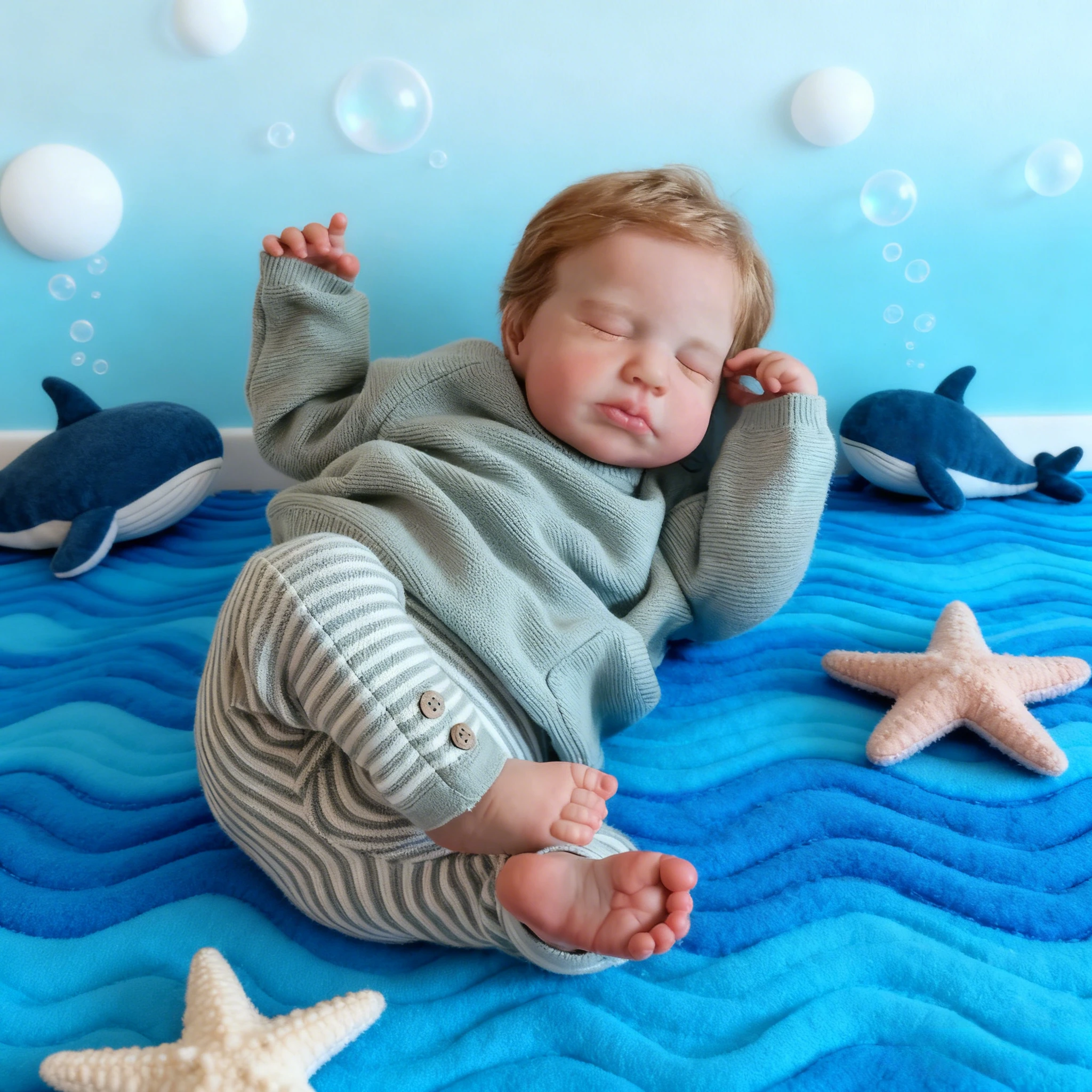 NPK19 ''piel 3D con venas visibles alta calidad hecha a mano Reborn Loulou Asleep cuerpo suave muñeca artística coleccionable realista - imagen 2