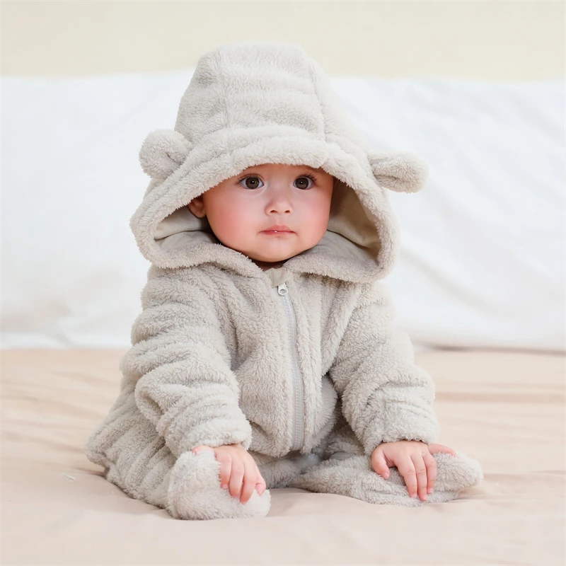 Body para bebé recién nacido con orejas, ropa suave de otoño para bebés, peleles bonitos de franela para niña de 0 a 12 meses - imagen 2
