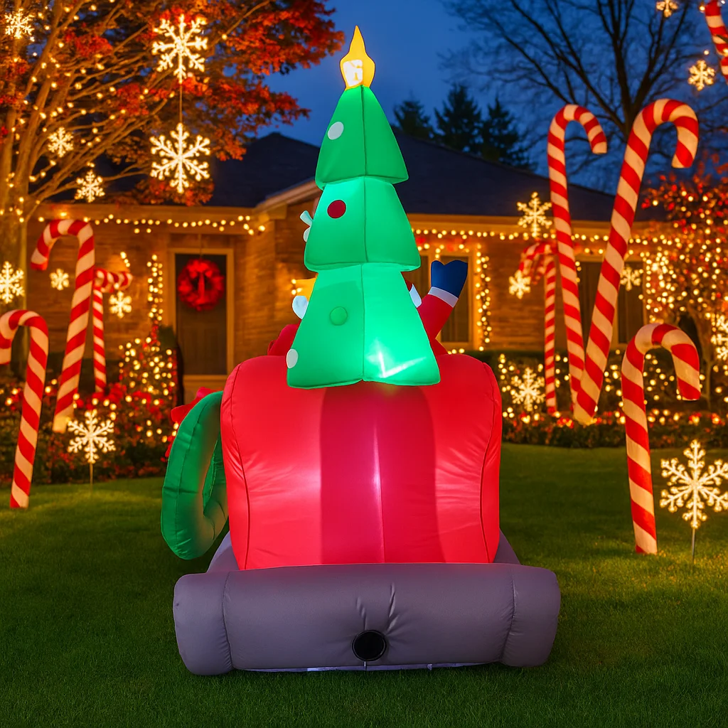 Decoración navideña al aire libre de 8,5 pies, Reno, Papá Noel, inflable, decoración de fiesta de patio de Navidad, adornos navideños, luces, juguete para el hogar - imagen 4