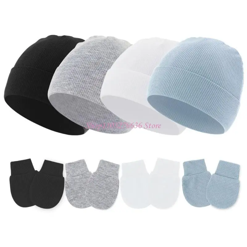 R6FD 2pcs/set Baby Hospital sombrero recién nacidos estiramientos altos con guantes con guantes - imagen 3