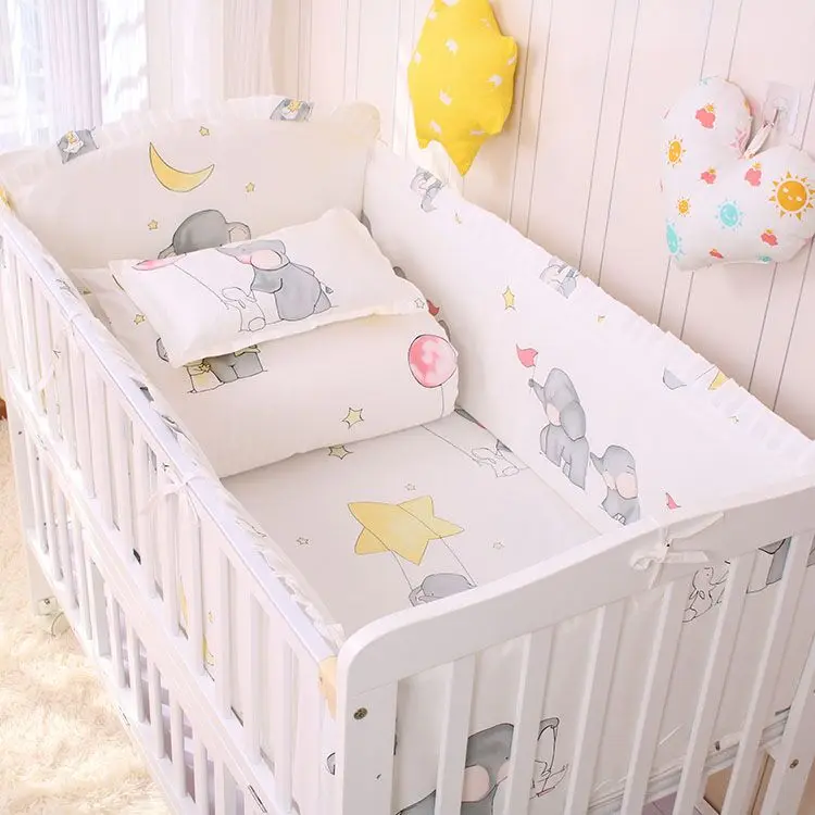 Juego de cama de algodón para bebé – Edredón, parachoques y almohada - imagen 3