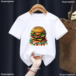 Camiseta infantil - estampado cubo Rubik y hamburguesa - manga corta