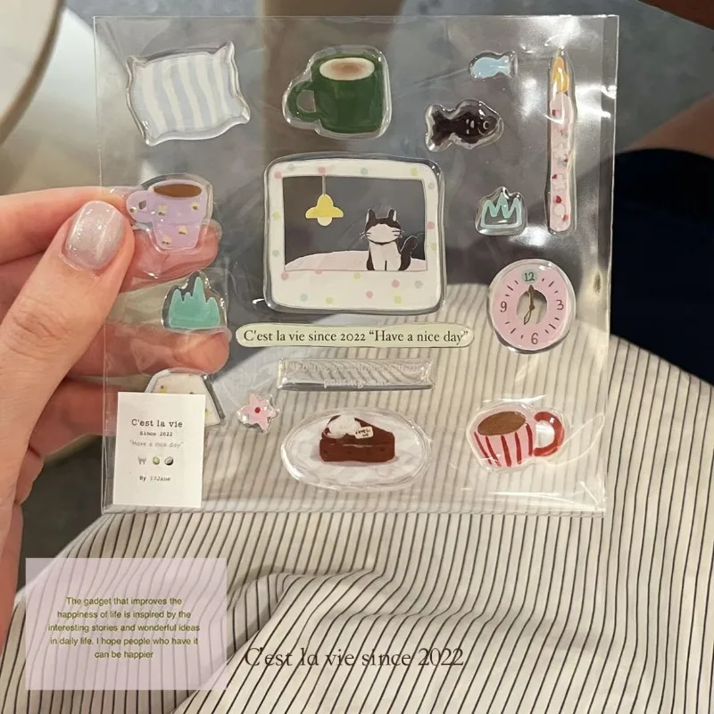 Pegatinas bonitas para ordenador, pegatina tridimensional de pegamento de cristal epoxi, pegatina para funda de teléfono, decoración para diario y cuaderno, regalos creativos - imagen 4