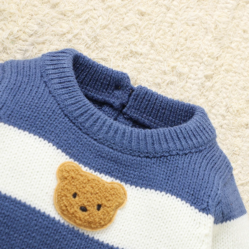 Peleles bonitos para bebé, monos, ropa a rayas azules y blancas, trajes tejidos para recién nacidos, niños y niñas, monos de una pieza para niños pequeños - imagen 2