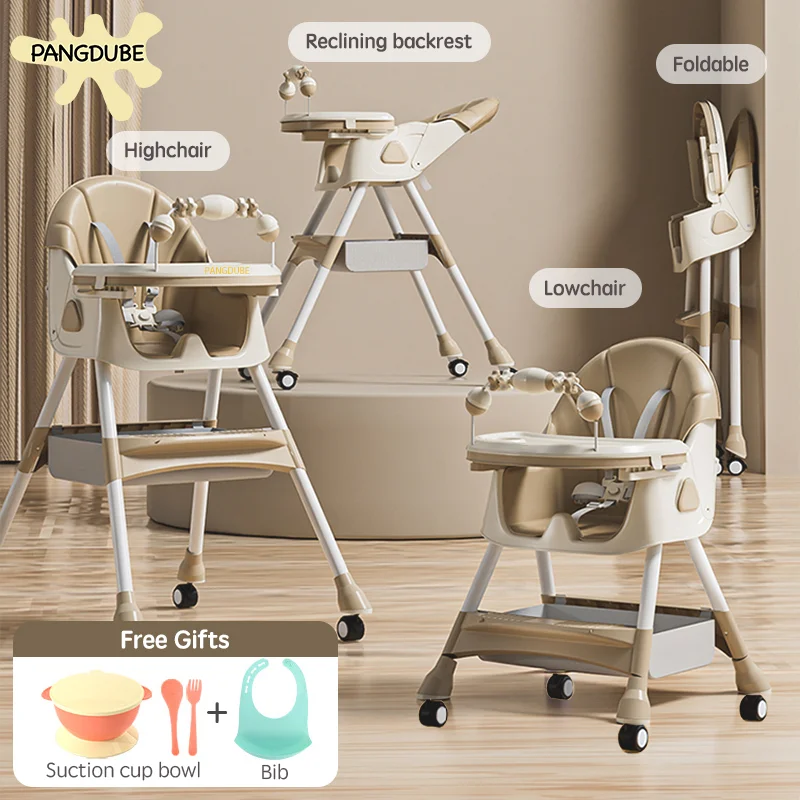 Trona reclinable con ruedas y accesorios para bebé
