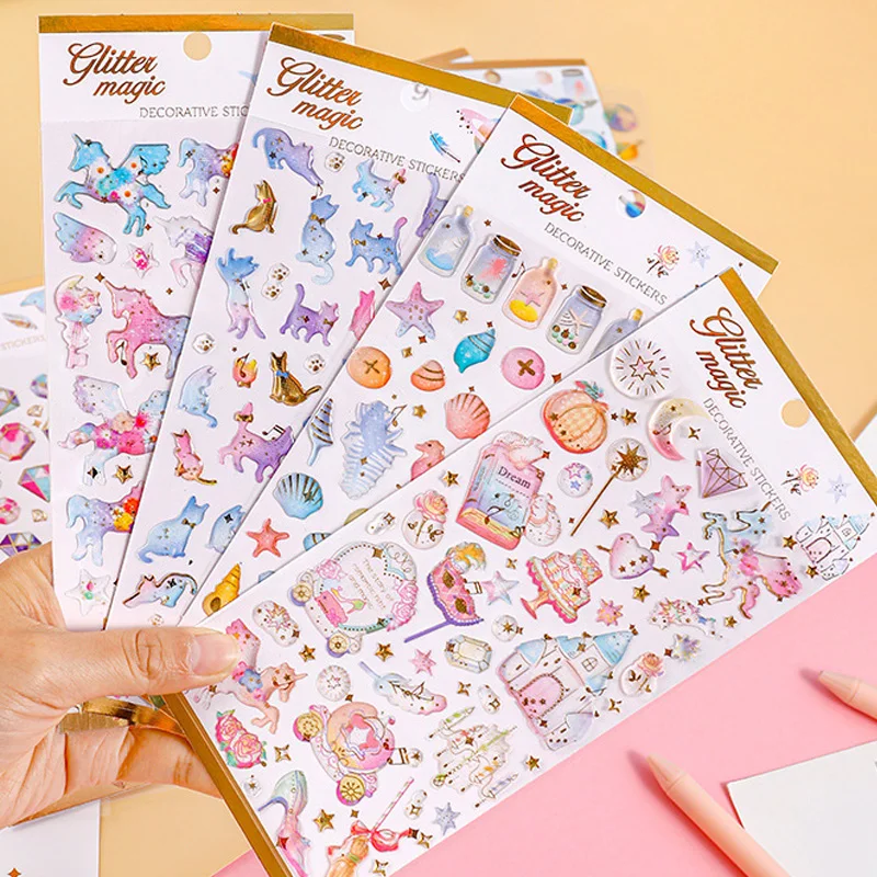 Adhesivo de cristal con pegamento de goteo creativo, autoadhesivo, lindo, transparente, 3D, decorativo para niñas, teléfono móvil, álbum de recortes, pegatinas - imagen 2