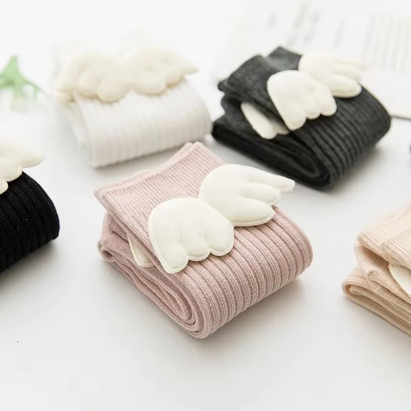 Calcetines con alas de Ángel para niñas pequeñas, calcetines largos de algodón suave para niños pequeños, calcetines sólidos hasta la rodilla para niños de 1 a 10 años - imagen 4