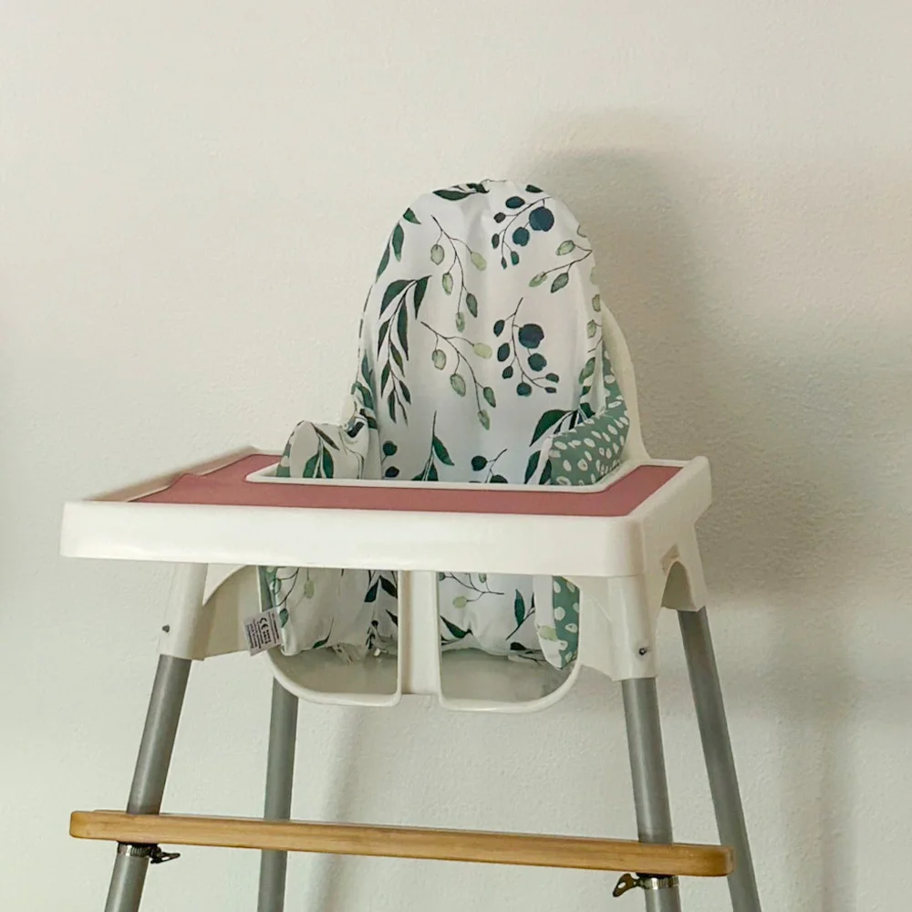 Silla de comedor para bebé, funda de asiento de doble cara con cojín trasero inflable incorporado, soporte para trona portátil