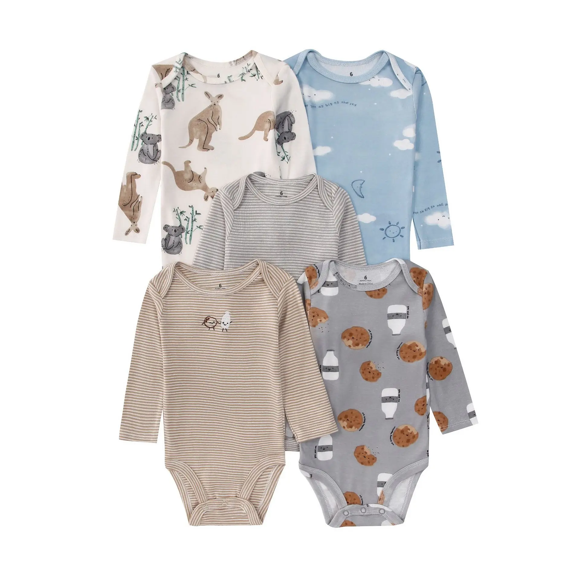 5 unids/lote 100% monos suaves de algodón para bebé de manga larga para recién nacido, niño y niña, monos infantiles, ropa para bebé, regalos para Baby Shower - imagen 2