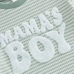 Conjunto verano niño con bordado letras rayas camiseta pantalones cortos