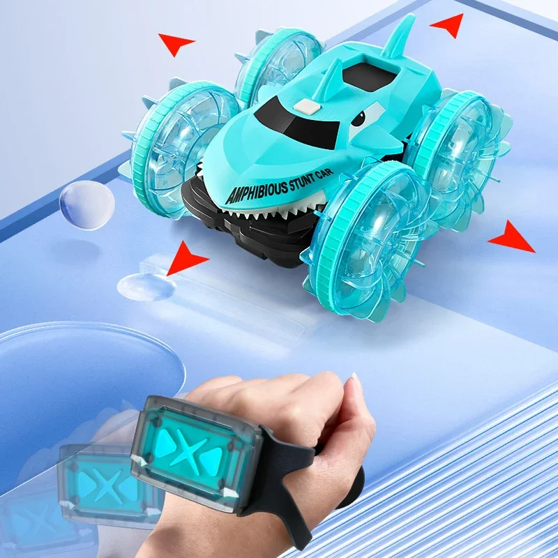 Coche teledirigido anfibio tiburón acrobático para niños - imagen 5