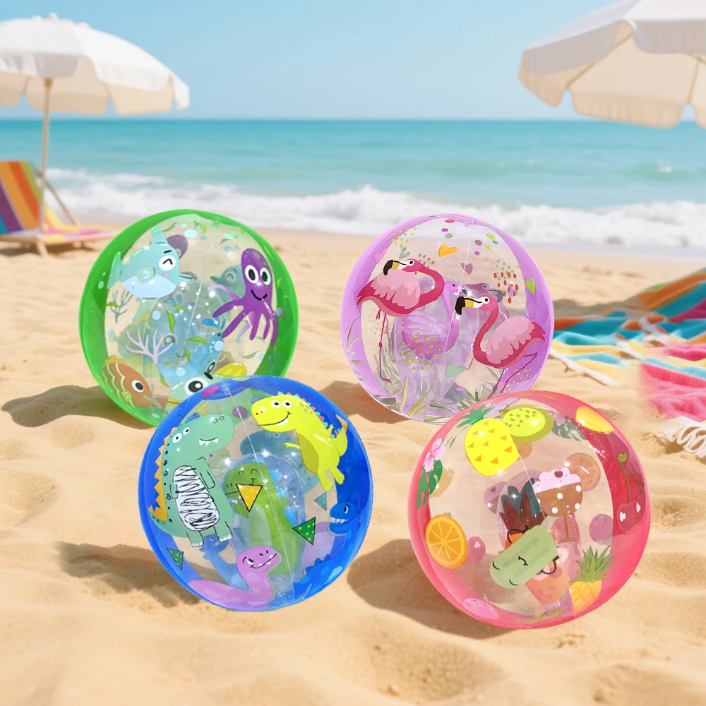 Pelota de playa inflable transparente con rayas coloridas para piscina - imagen 5