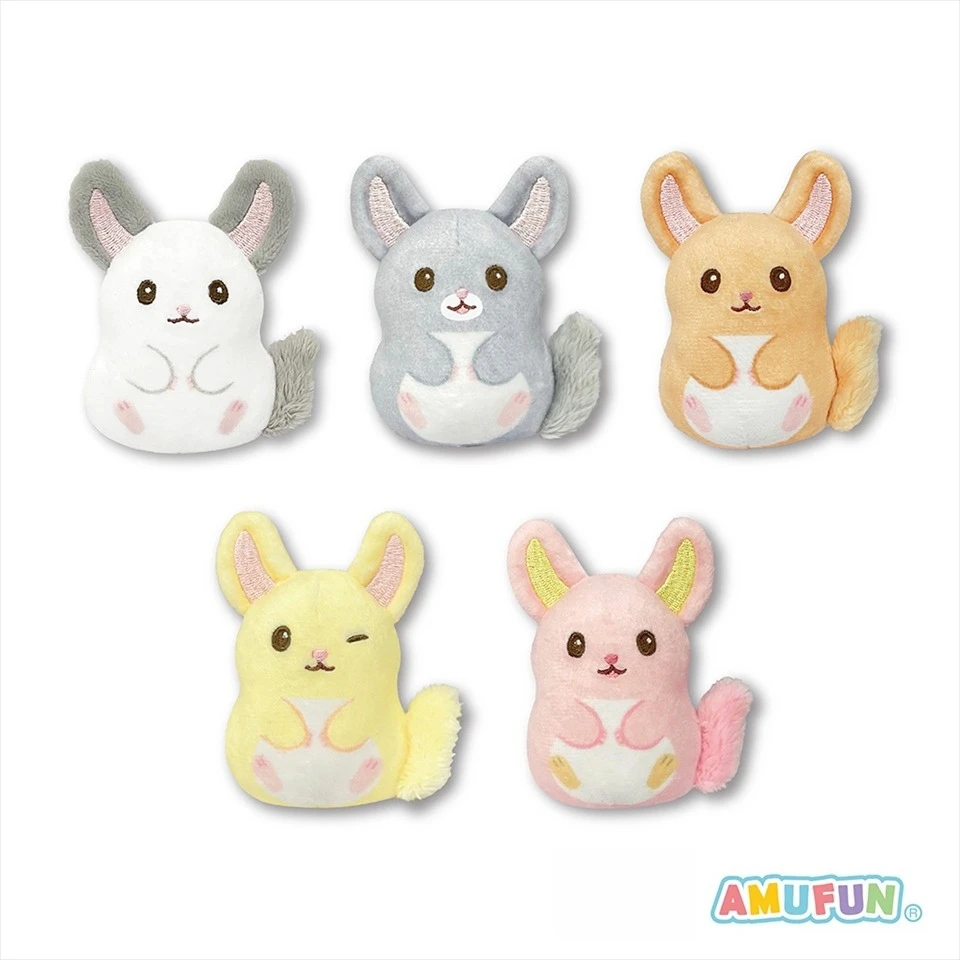 Amuse cápsula de juguete kawaii Chinchilla Lala-chan Puky cachorro mascota mullido ruido estridente esponjoso animal de peluche figuras colgantes sentadas - imagen 2