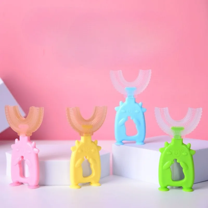 Cepillo de dientes en forma de U para niños, instrumento de cepillado de limpieza profunda de dientes de bebé, herramientas de cepillado de cepillo de dientes de limpieza bucal para niños de 2 a 8 años