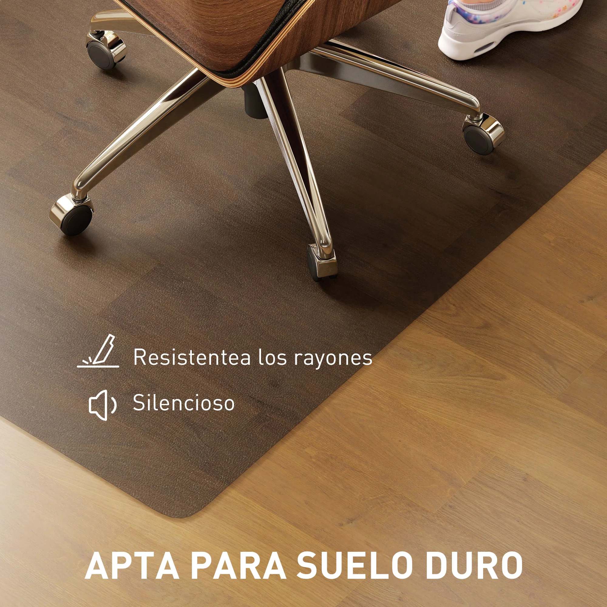 HOMCOM Alfombrilla Protectora para Suelos 90x120 cm Alfombra para Silla de Escritorio para Oficinas para el Hogar Negro - imagen 5