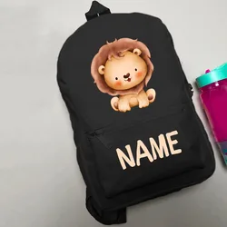 Mini Mochila León personalizada con nombre para escuela infantil