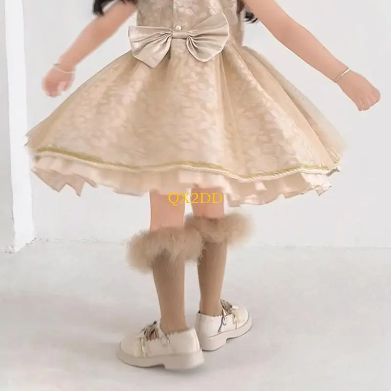 Calcetines vestir para niños QX2D para calcetines rodilla elástica calcetines punto cálido invierno no - imagen 4