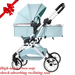 Cochecito de alta vista para sentarse y acostarse Cochecito bidireccional plegable ligero