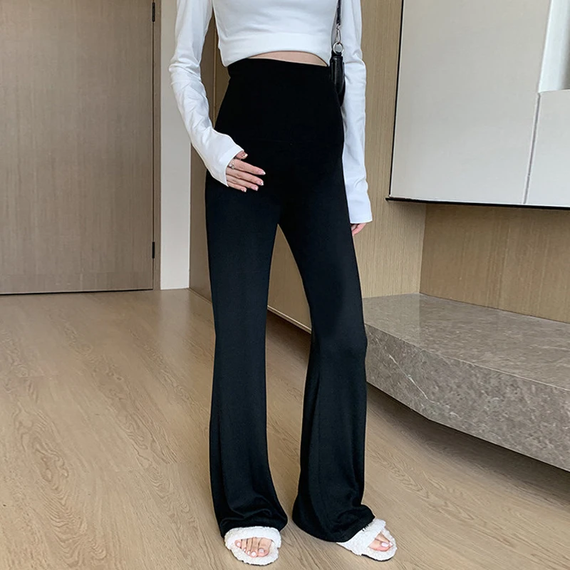 Pantalones de maternidad finos sueltos de pierna ancha ropa exterior pantalones de mujeres embarazadas Primavera Verano Casual drapeado cintura alta soporte del vientre - imagen 5
