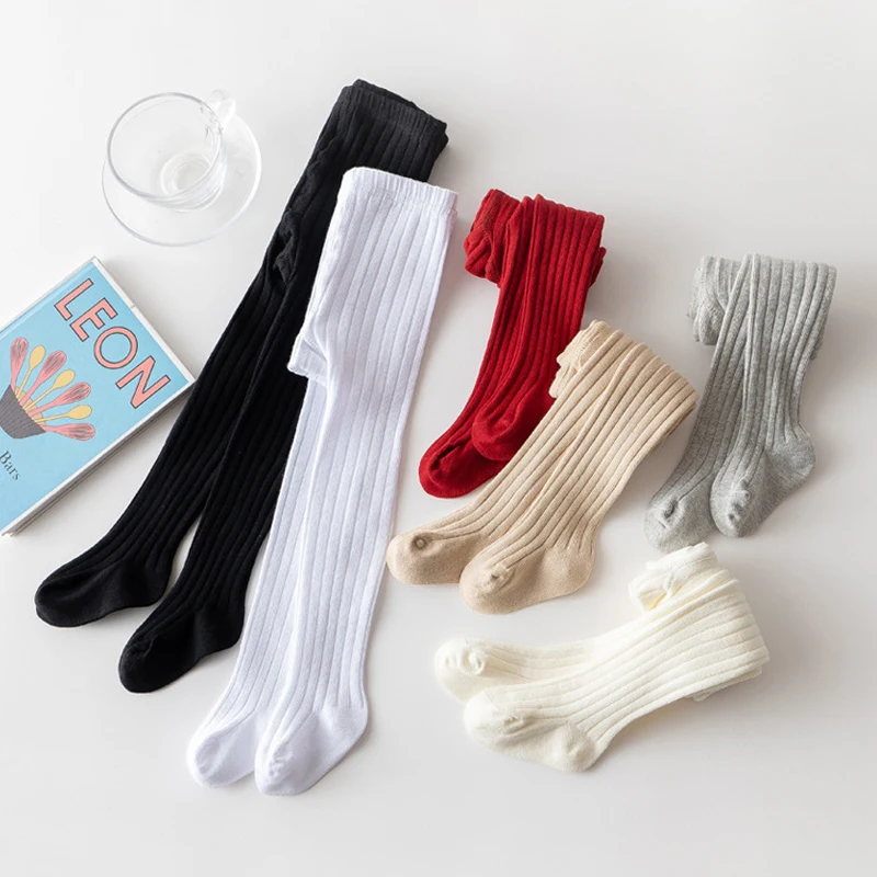 Pantimedias de punto de algodón para niñas, mallas de Color sólido para recién nacidos, ropa para niños pequeños de 0 a 2 años, otoño e invierno, novedad - imagen 2