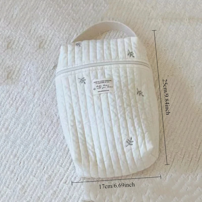 Bolsa de pañales para cochecito portátil, organizador de pañales para bebé acolchado, bolsas de mamá bordadas, accesorios para bebés, bolsa de cambio de almacenamiento - imagen 3