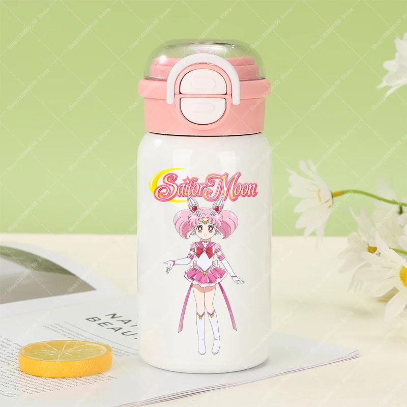 Sailor Moon-frasco de vacío de invierno para niños, botella de agua bonita de dibujos animados para niña, contenedor de taza portátil de Anime, tazas de acero inoxidable - imagen 2