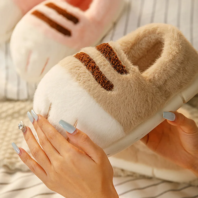 Zapatillas invierno pata-gato antideslizantes felpa