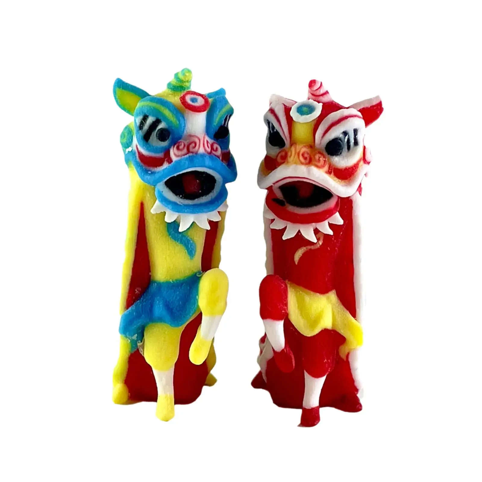 2Pcs 1/64 Scale Lion Dance Figure Tiny People Model for Scenery Landscape