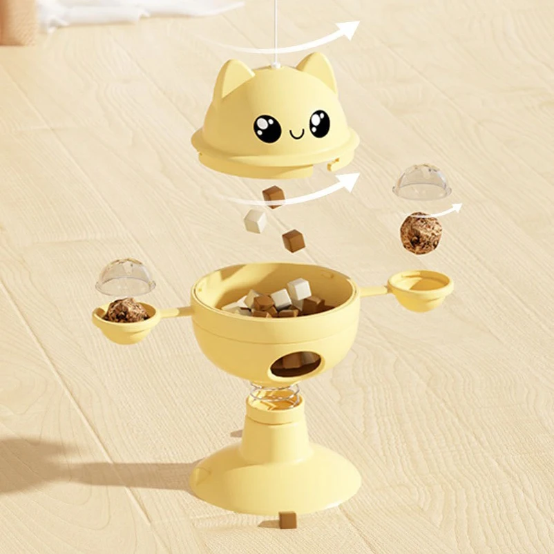 Juguete para gatos, vaso con ventosa, alimentador de autocalentamiento, palo para gato divertido, plato giratorio para gatos, suministros para mascotas - imagen 5