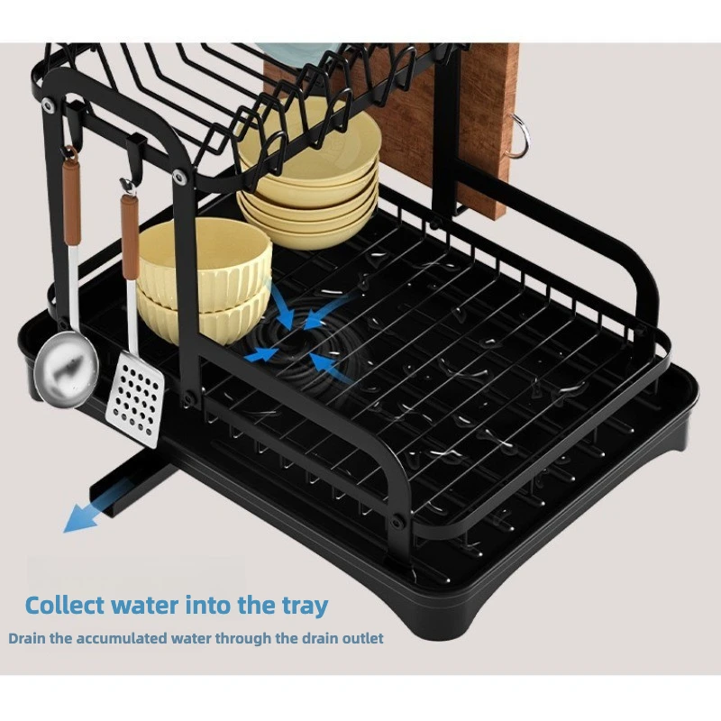Escurridor de platos de aleación de aluminio de doble capa, estante de cocina, estante de almacenamiento, estante de secado, organizador con escurridor de fregadero - imagen 2