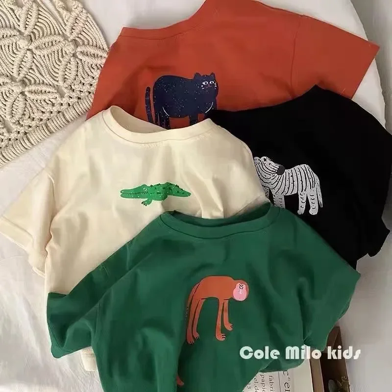 Camiseta bebé estampado animal manga corta verano