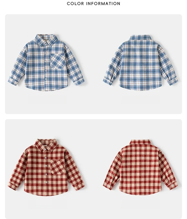 Camisa a cuadros coreana para niñas primavera 2026