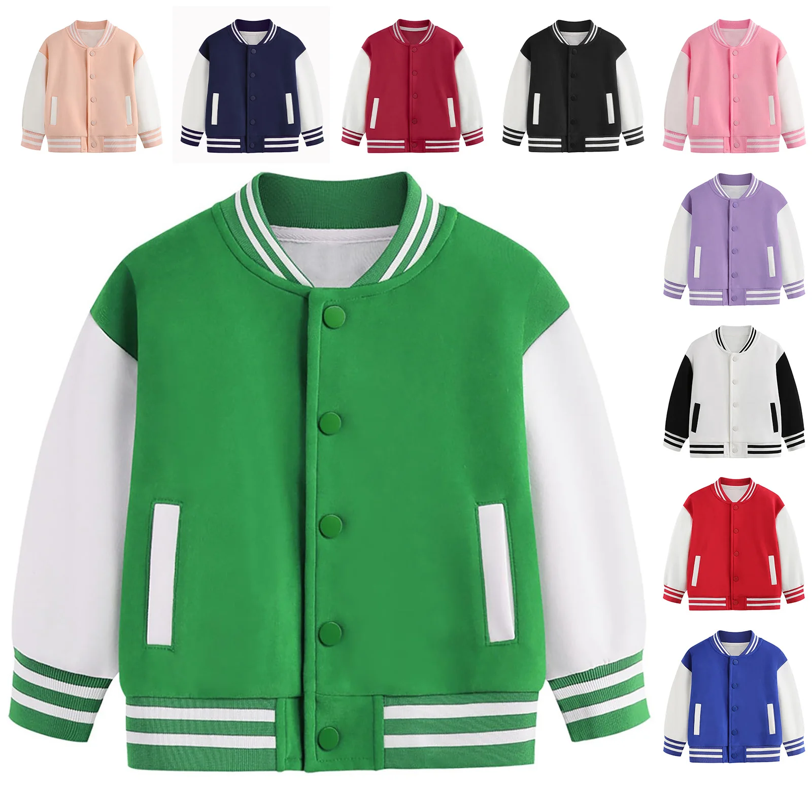 Chaqueta de béisbol para bebé – Manga larga con botones de presión y bolsillos - imagen 2