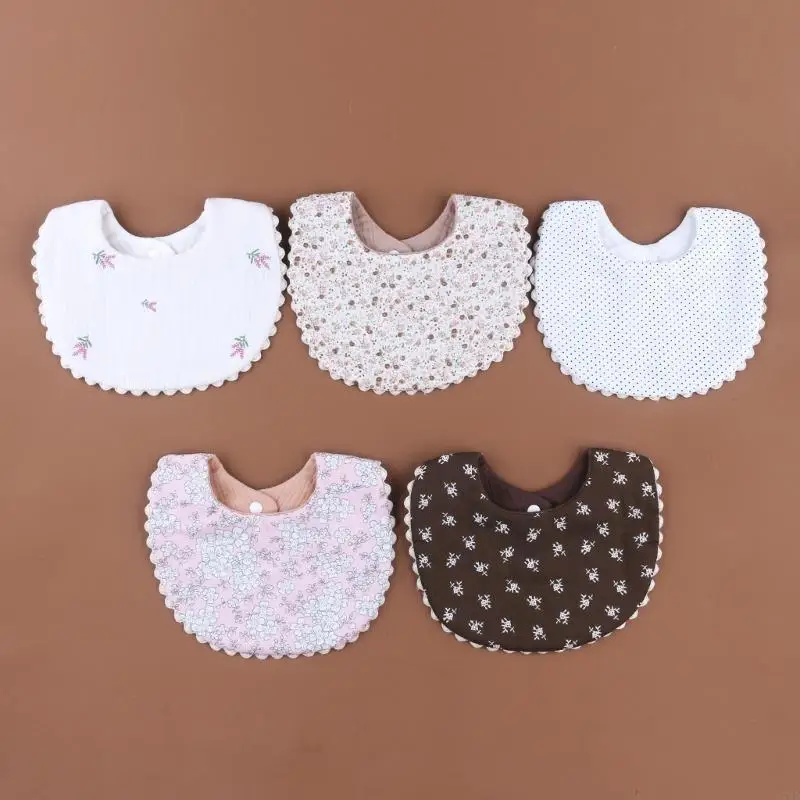 D7YD babero algodón doble para alimentación recién nacido, toalla para Saliva, Bandana, bufanda tela para - imagen 4