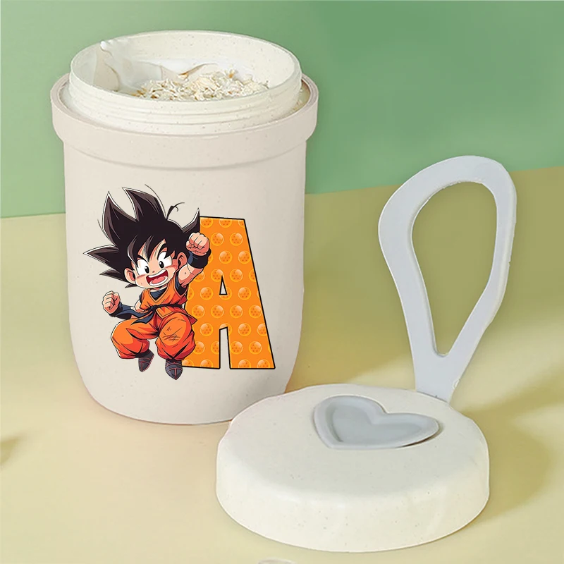 Taza de desayuno portátil Dragon Ball Goku para niños, botella multifunción para agua, avena, nuez, yogur, taza para aperitivos, taza de sopa creativa