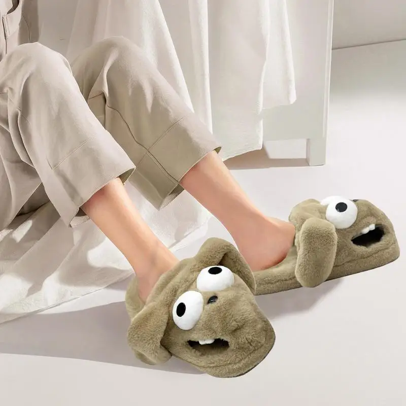 Zapatillas para cachorros con boca torcida, zapatos de casa acogedores y cálidos para invierno, para adultos, niños, mujeres, hombres y niñas - imagen 3