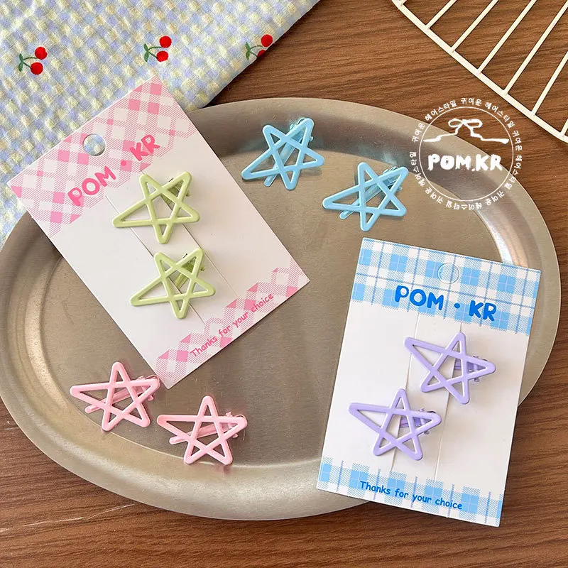 2 unids/set de pinzas para el cabello con forma de estrella de caramelo y dopamina, horquillas de galaxia dulce para niñas con agarre antideslizante, conjunto de accesorios estéticos para el cabello - imagen 3