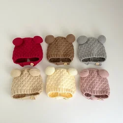 Gorro niños invierno punto con orejitas de oso y pompón