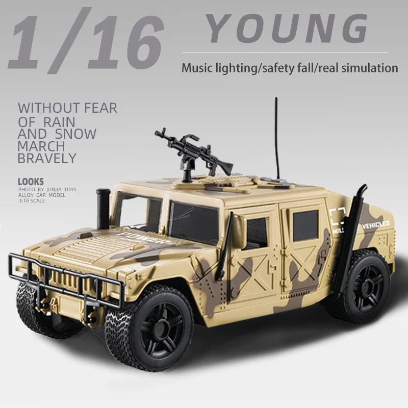 Vehículo de campo Hummer grande 1:16, coche modelo militar, vehículo blindado, tanque, misil, niño, 6 años, 8 coches de juguete para niños - imagen 2