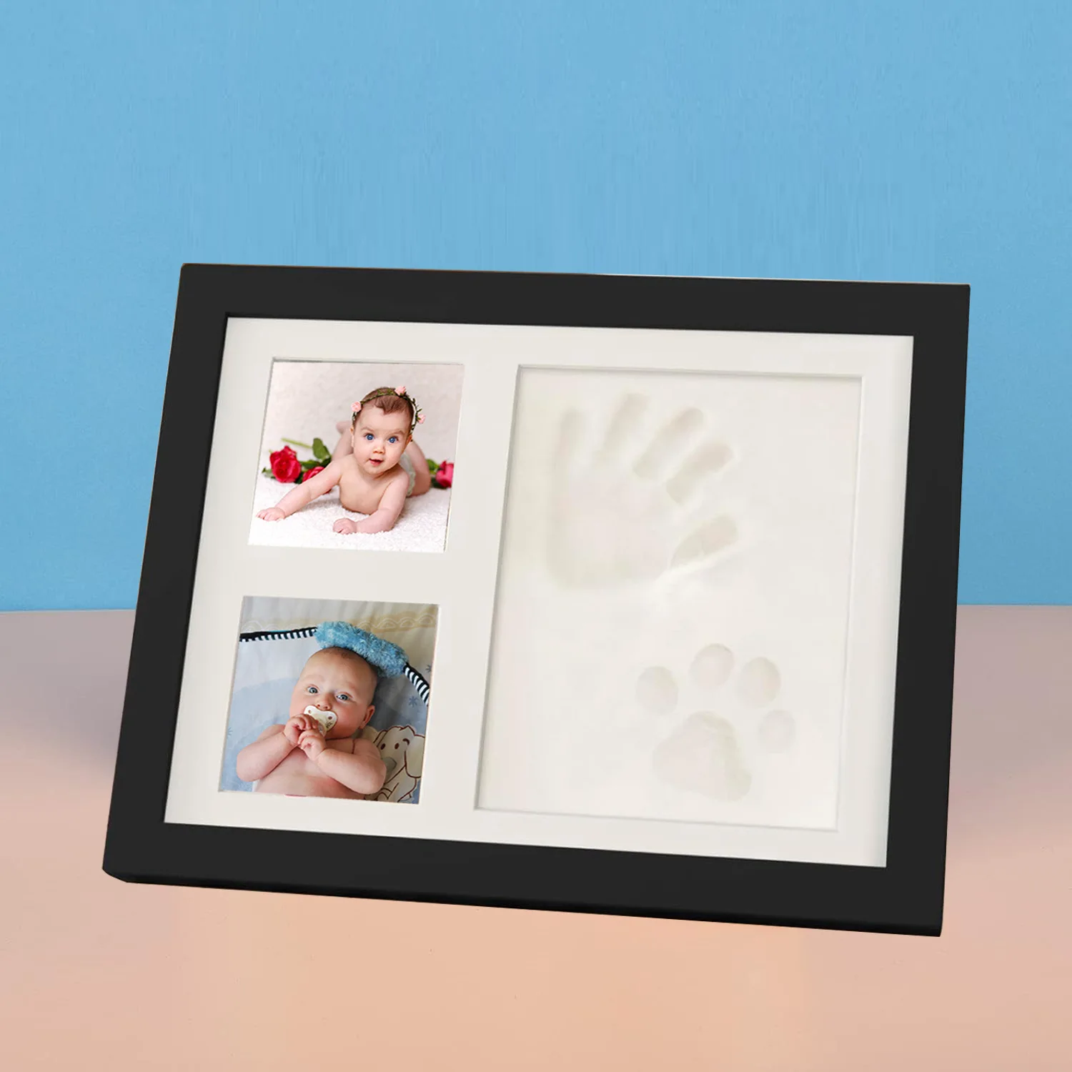 Juego de marcos de fotos con huella de mano y huella de bebé, regalo de recuerdo para recién nacido, exhibición de memoria para decoración del hogar - imagen 3