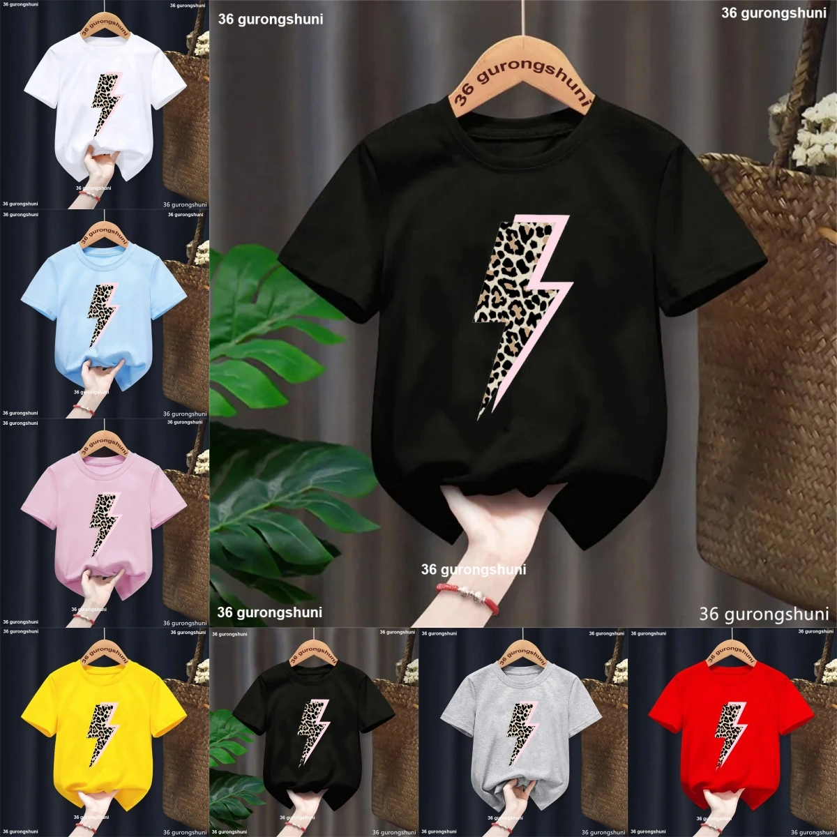 Camiseta con estampado de leopardo para niños y niñas, ropa divertida de manga corta, regalo de cumpleaños, novedad