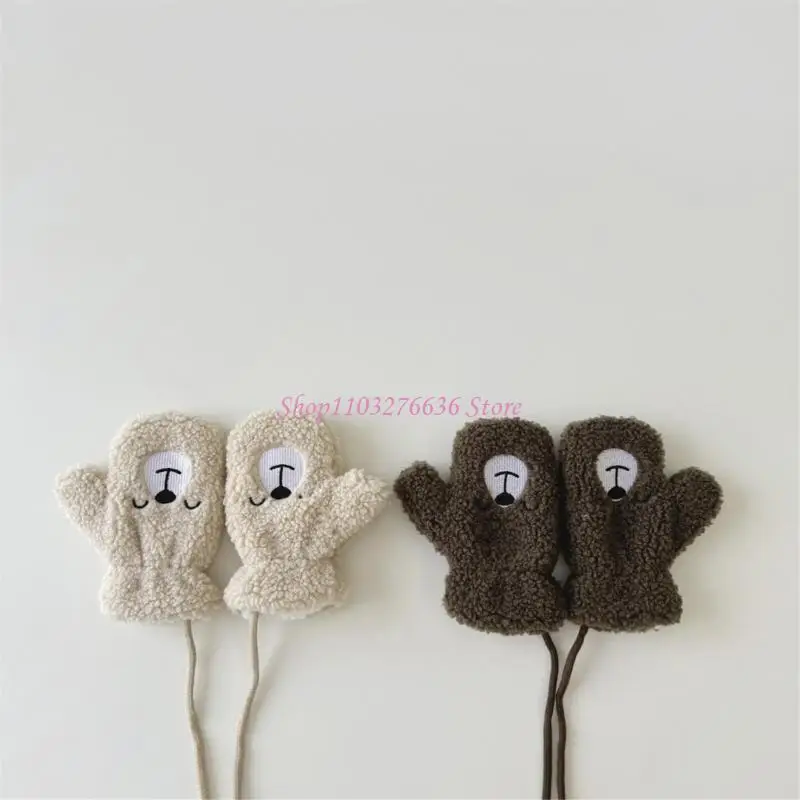 Guantes dedos completos para niños R6FD con detalle lana cordero, guantes suaves y cálidos con dedos completos para - imagen 4