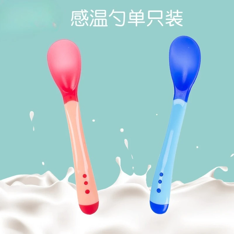 Cuchara cálida para bebé, utensilios de alimentación, cuchara de cabeza suave y cálida, tenedor, juego individual - imagen 2